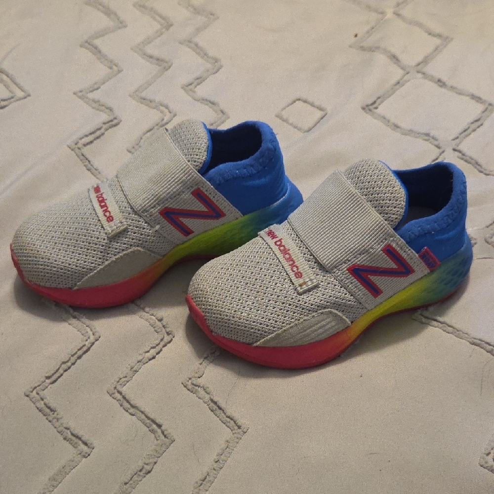 New Balance Kids' Gray and Rainbow Sneakers
